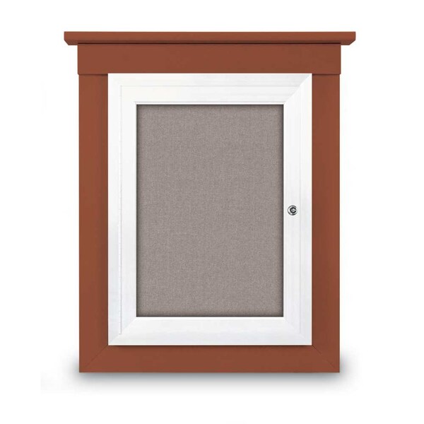 42"x32" 2-Door Enclosed Letterboard, Header, Blue Vinyl/Lt Oak